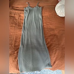 Freshman green fitted spaghetti strap maxi dress